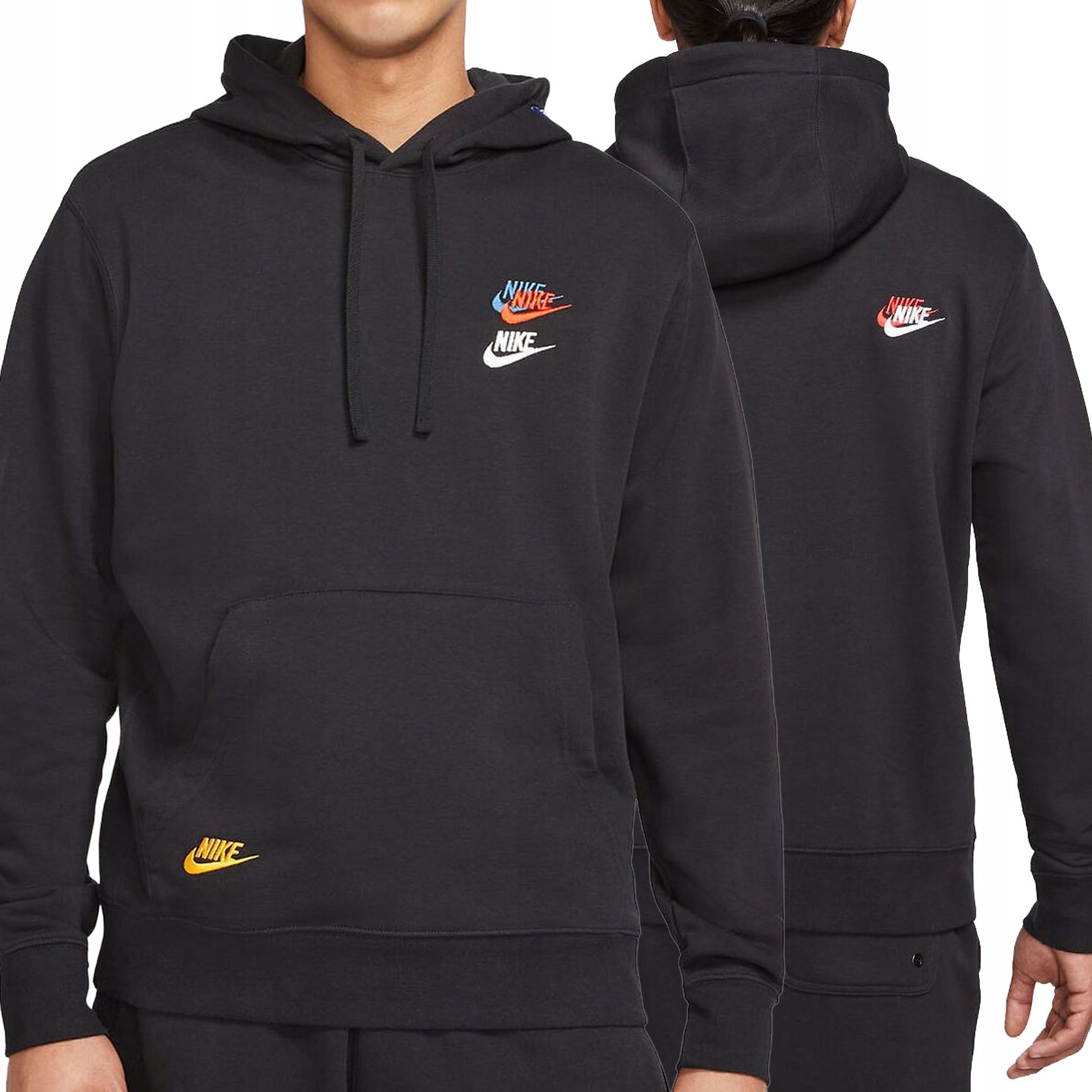 pánská mikina klasická černá klokanka s kapucí Nike s klokaním vzorem DD4666-010 Rs