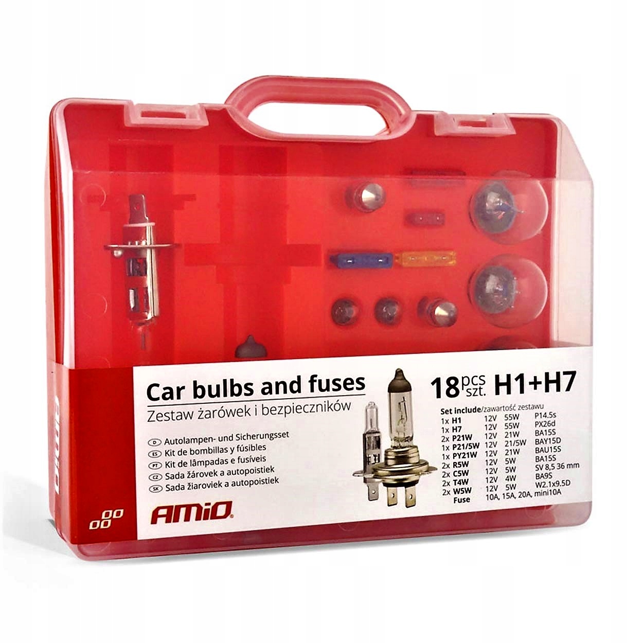 

Zestaw żarówek zapasowych H1 H7 18 el. Walizka