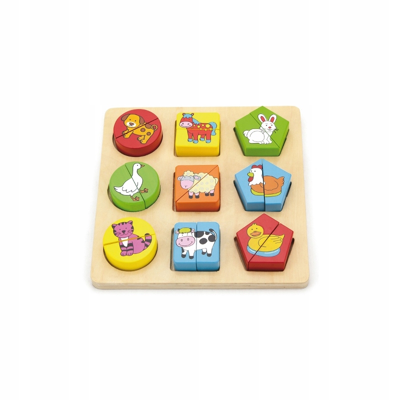 DREWNIANE PUZZLE EDUKACYJNE ZWIERZĘTA VIGA KSZTAŁTY MONTESSORI UKŁADANIE Marka Viga
