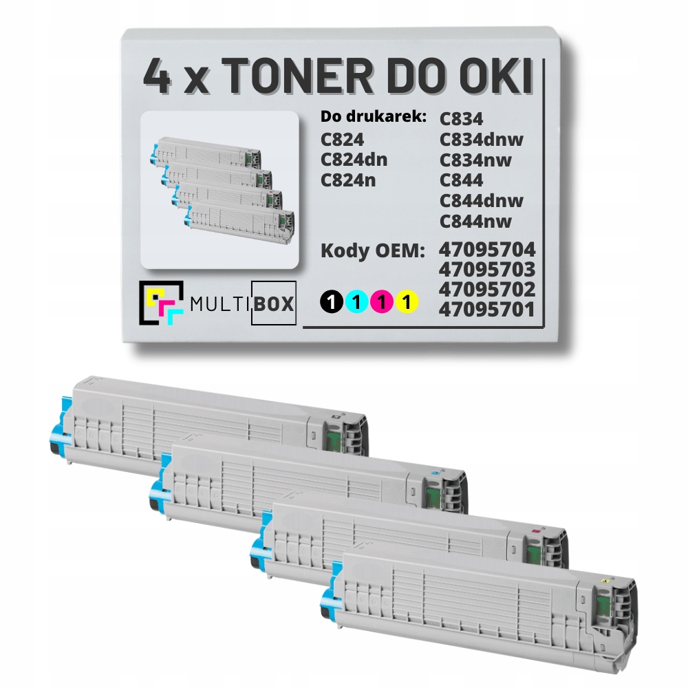 4x Nowy Toner Cmyk 47095704 03 02 01 do Oki C834dnw C824dn C844dnw C834nw