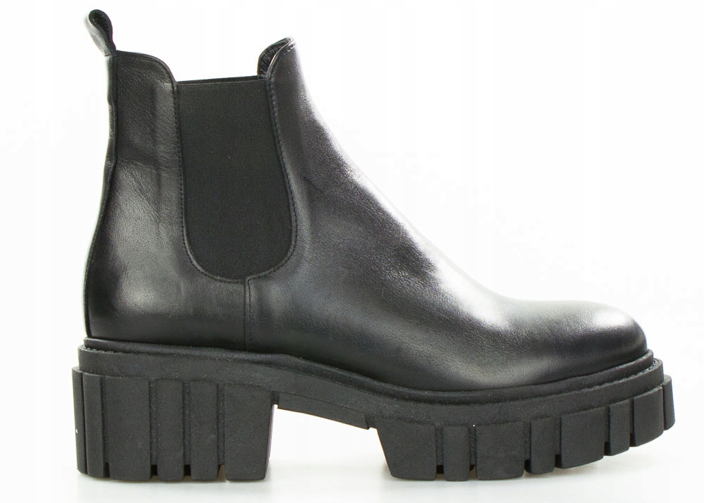 Černé Kotníkové Boty S Koženou Platformou 40