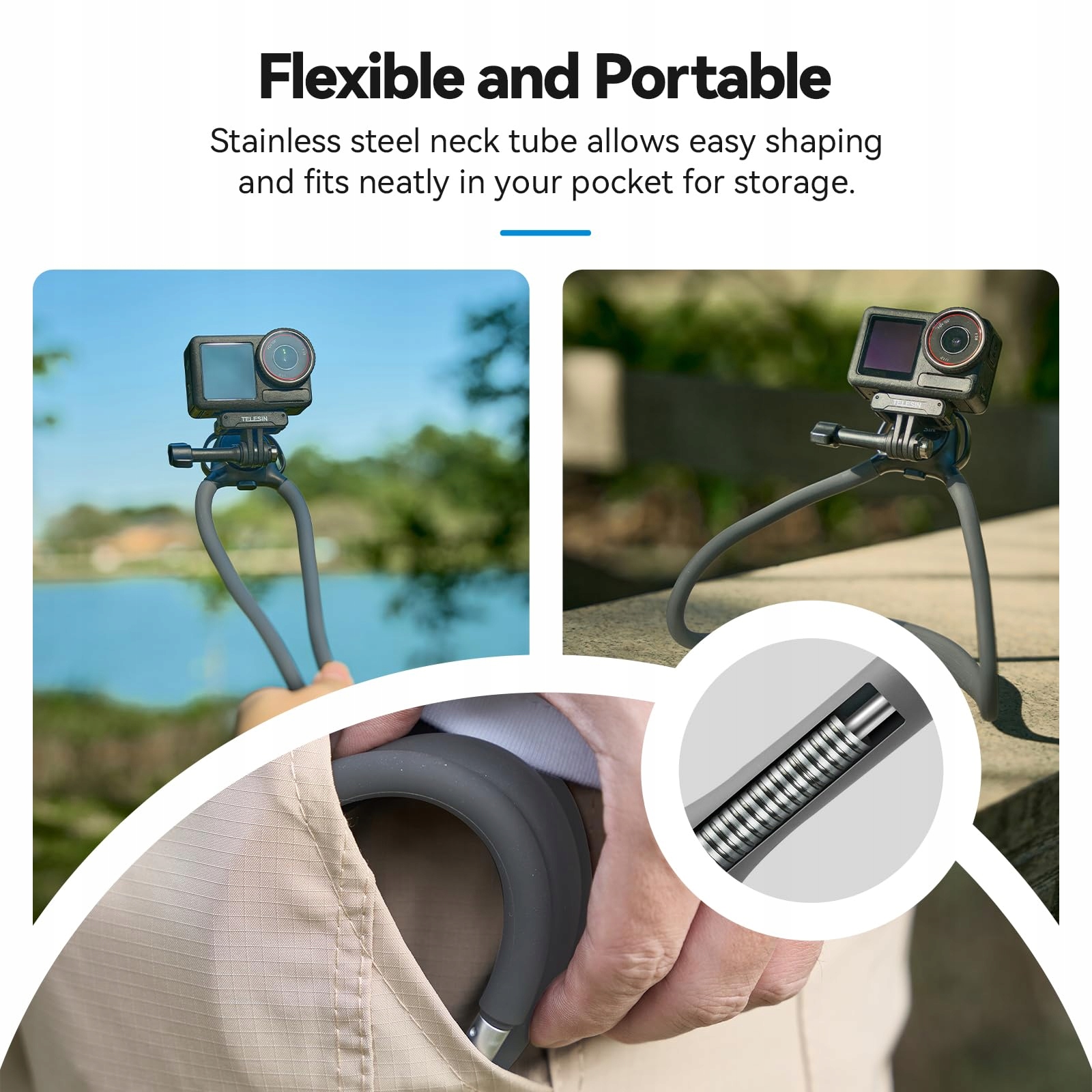 TELESIN SE 20 Rotating Neck Mount for GoPro DJI Insta360 Cameras — miniatura 3