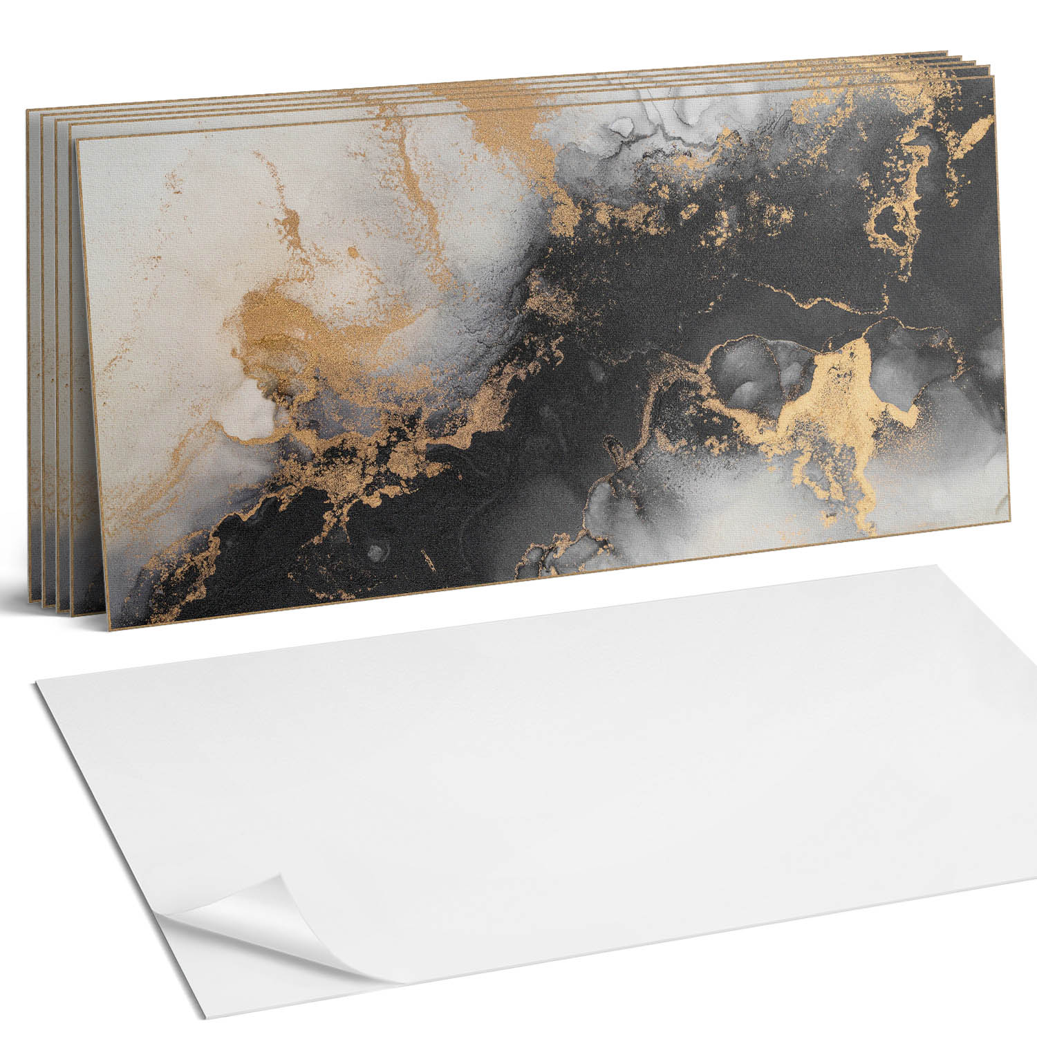 Sada vinylových dlaždíc s potlačou škrupín v umeleckom prevedení 6 x 60 x 30 cm