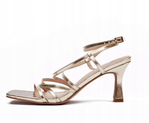 Orsay Zlaté Podpatkové Sandály S Pásky Na Podpatku 41 T7A