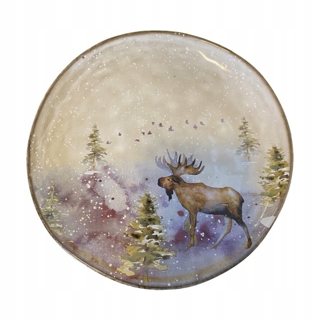 

Talerz Ceramiczny Szary Beżowy Ozdobny 21CM