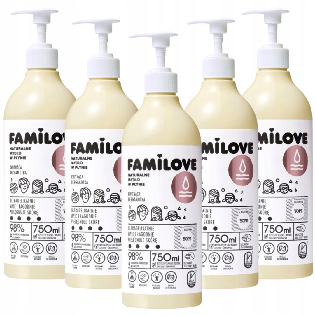 Yope Familove Tekuté mýdlo Kvetoucí Bergamot 750 ml x5 Kusů