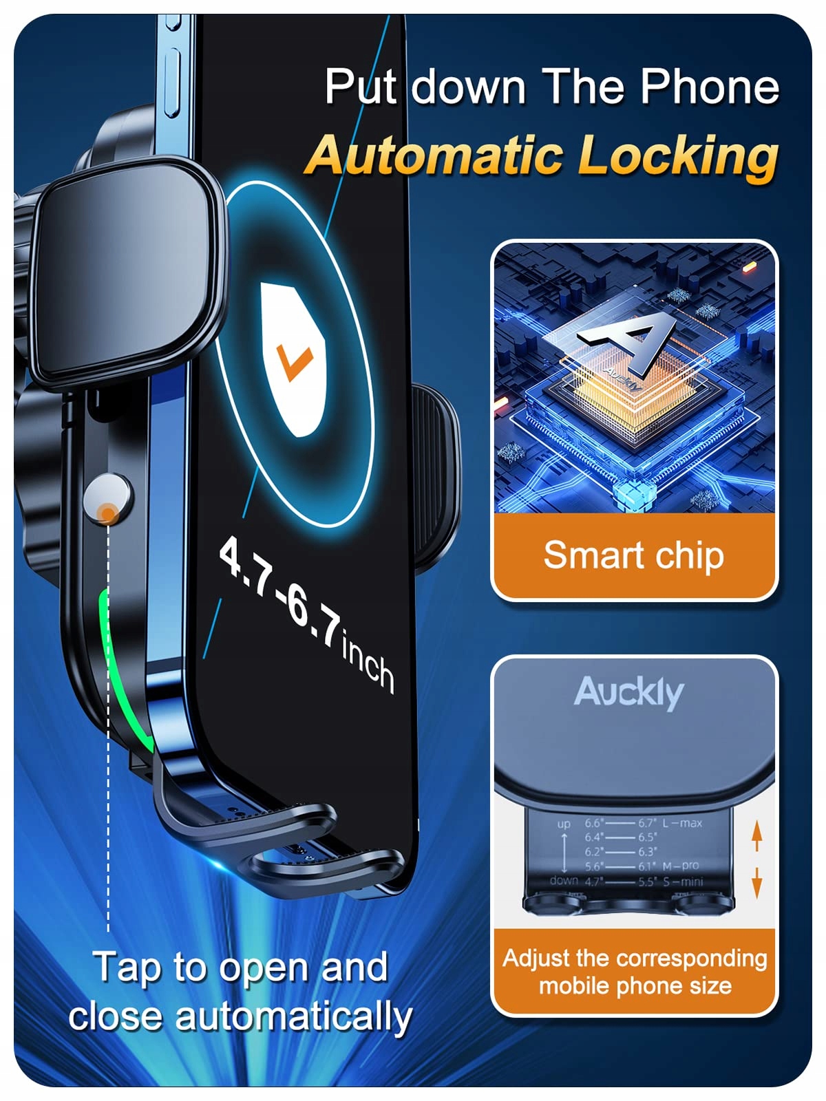 AUCKLY Uchwyt Samochodowy Z Ładowarką Qi 15W Bezprzewodowa Do iPhone — miniatura 3