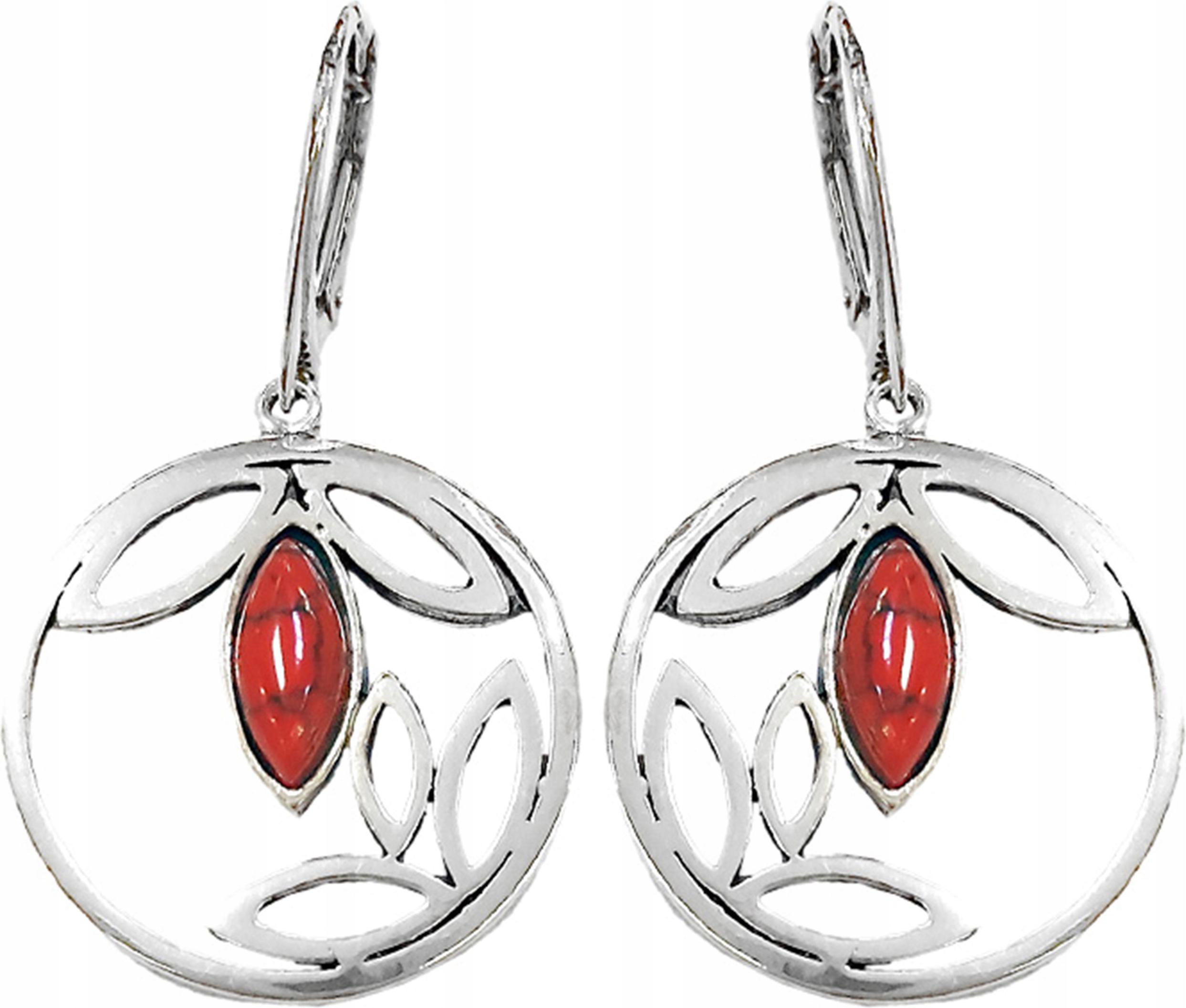Elegantní stříbrné náušnice 925 s červeným kamenem, anglické jako dárek