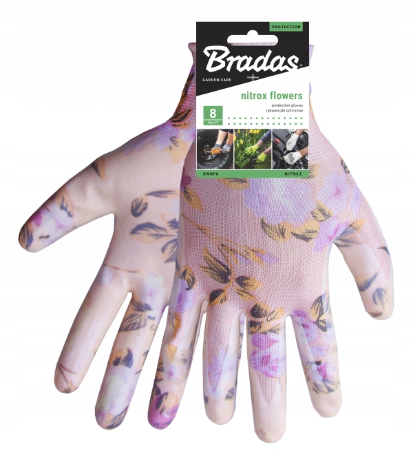 Rękawice nitrylowe NITROX FLOWERS, roz 8 RWNF8 Rozmiar M