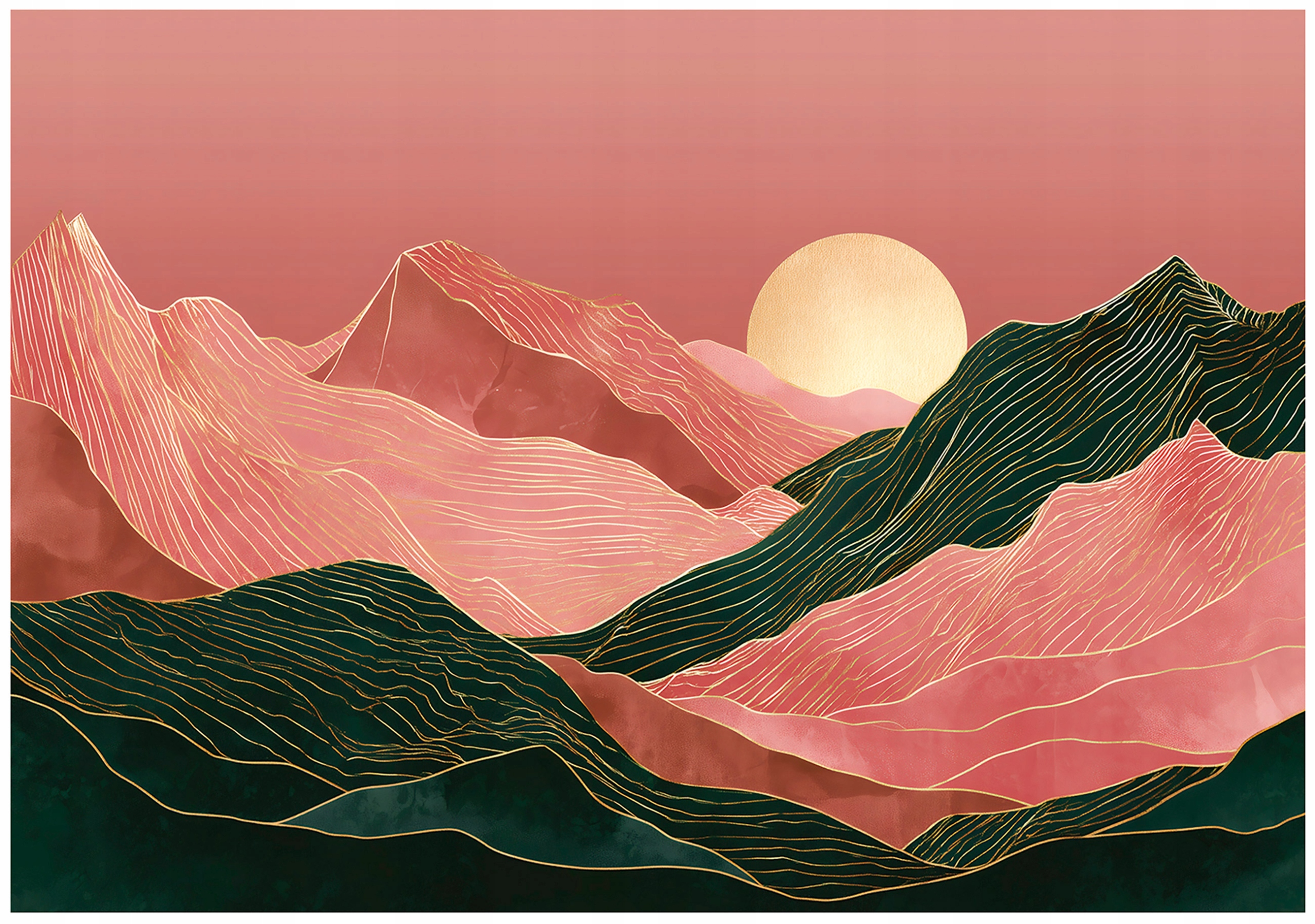 Fototapeta Art Deco Hory Krajina Tapeta Do Předsíně Obývacího Pokoje Kanceláře 200x140