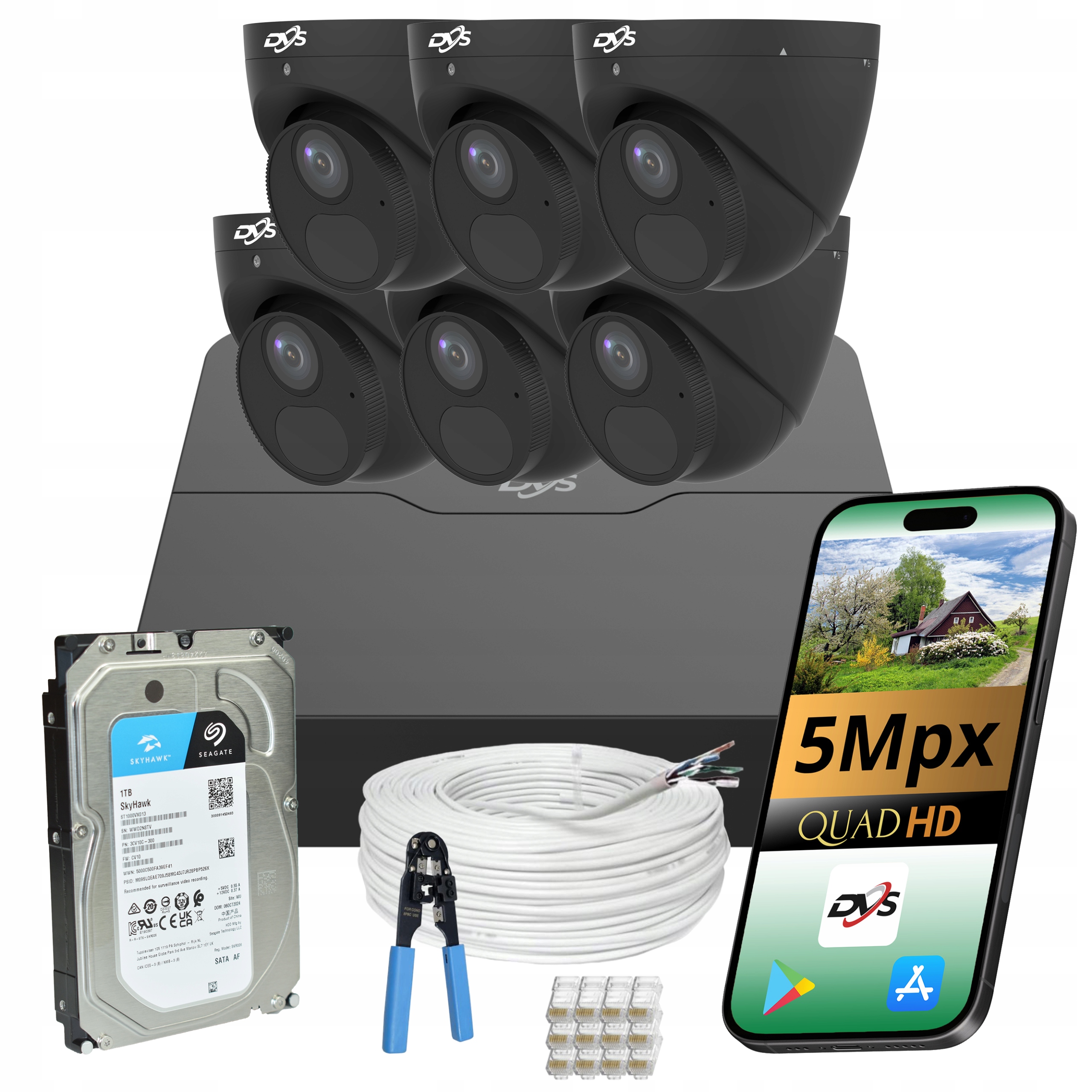 Súprava Na Monitorovanie Vonkajšej Kamery Ip 5Mpx Poe Metalová Čierna Smart