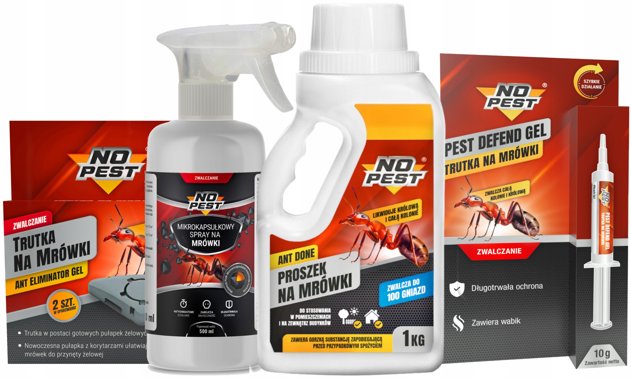 Zestaw No Pest Pułapka Foval Żel Proszek Spray Preparat Płyn Lep Na Mrówki