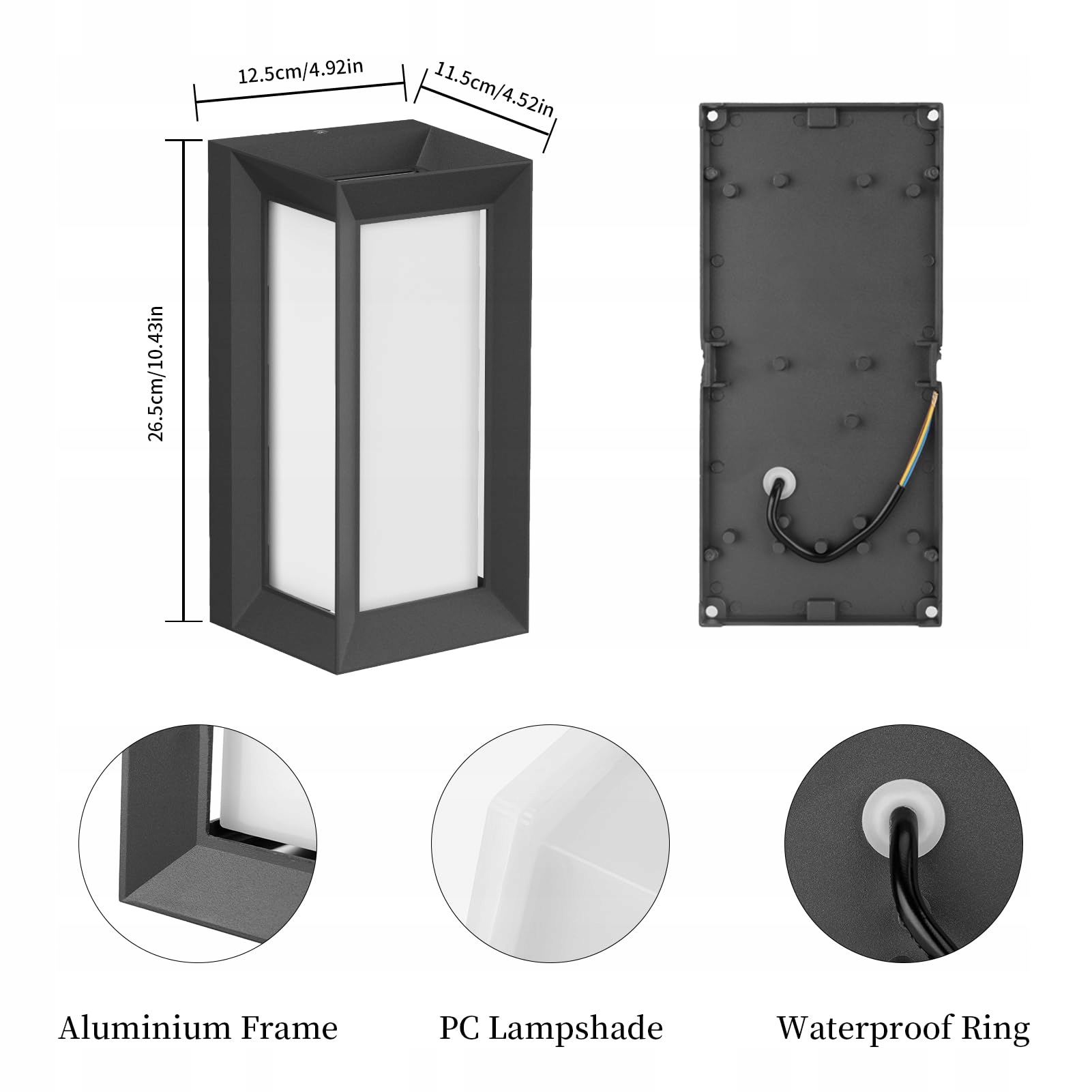 KLIGHTEN 20W Lampa Ścienna Zewnętrzna IP65 1080 Lumen 3000K Czarna — miniatura 3