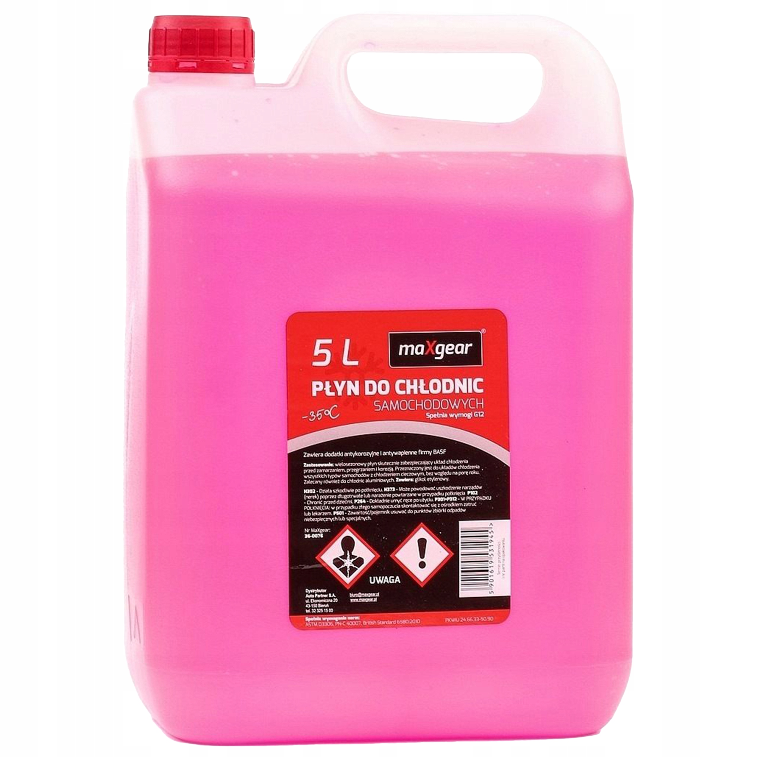 Płyn Do Chłodnic 5L -35C (różowy Czerwony) G12 Na Dodatkach Basf Maxgear