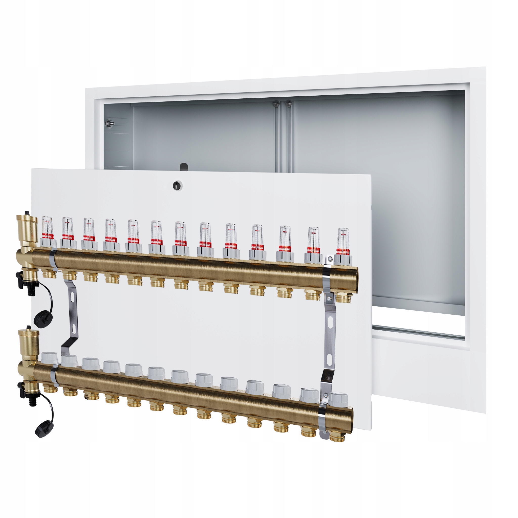 Rozdělovač pro podlahové topení 13 s podomítkovou schránkou