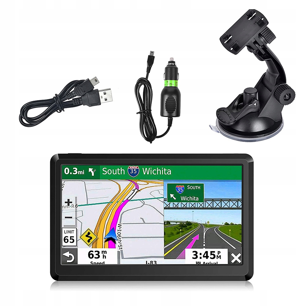 Nawigacja Samochodowa Gps 7 Cali Pro Ciężarówka Truck Tir Taxi Autobus Fm