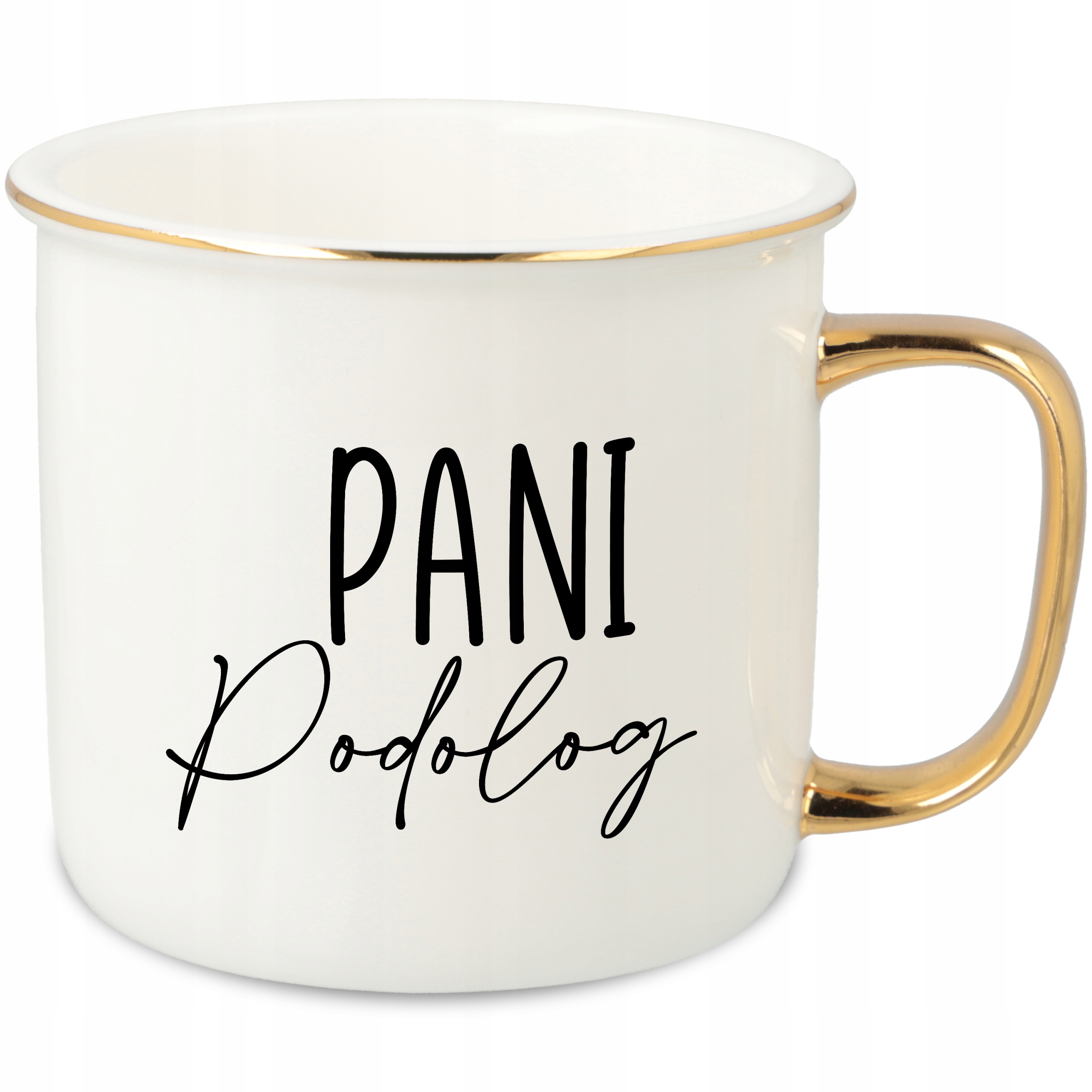 Hrnek Ucho Forma Zlatý Porcelánový Retro Dárek Pro Paní Pedikérku MIX Vzorů