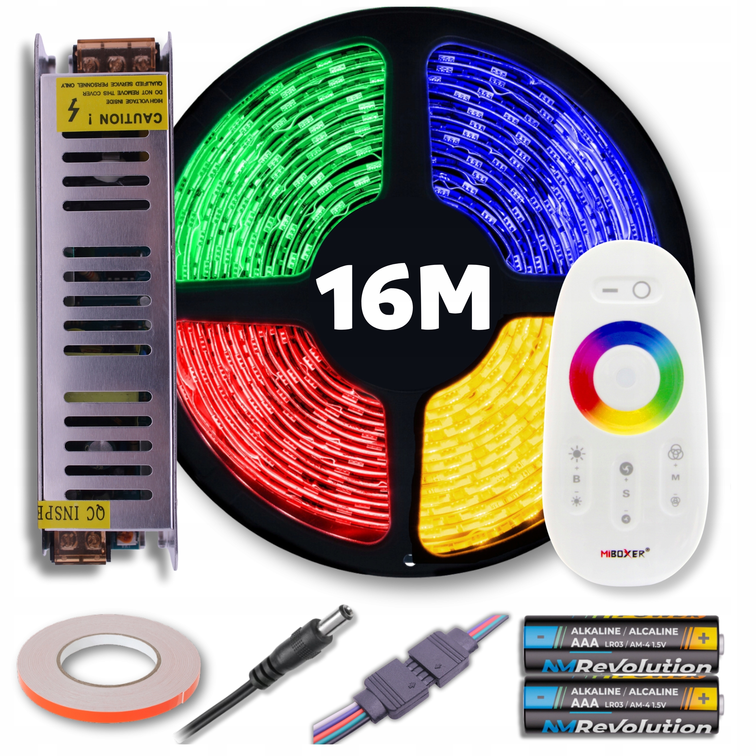 Set Led pásik Rgb farebný teplý biely s diaľkovým ovládaním a napájacím zdrojom 16M 12V