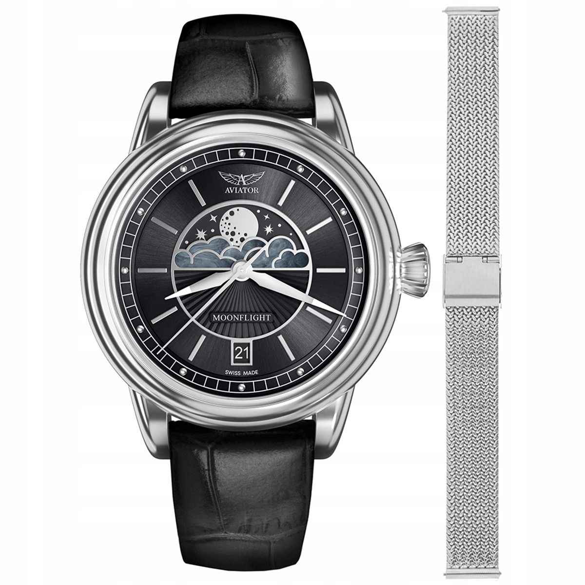 Dámské hodinky Aviator V.1.33.0.252.4-SET stříbrné