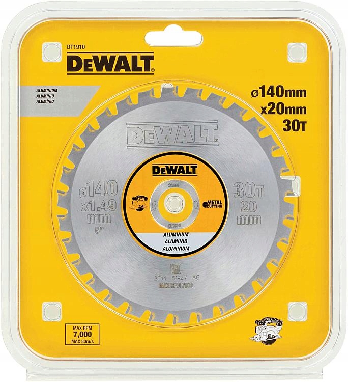 

Tarcza do metalu 140x20 30T aluminiu DeWALT DT1910