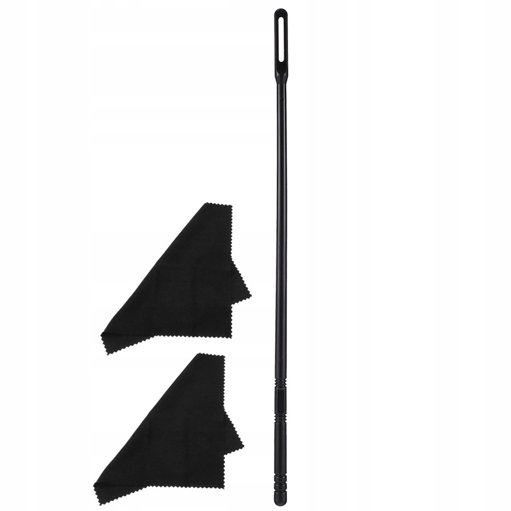 1Set Black Durable Flet Cleaning Stick and Piccolo Cloth Kit