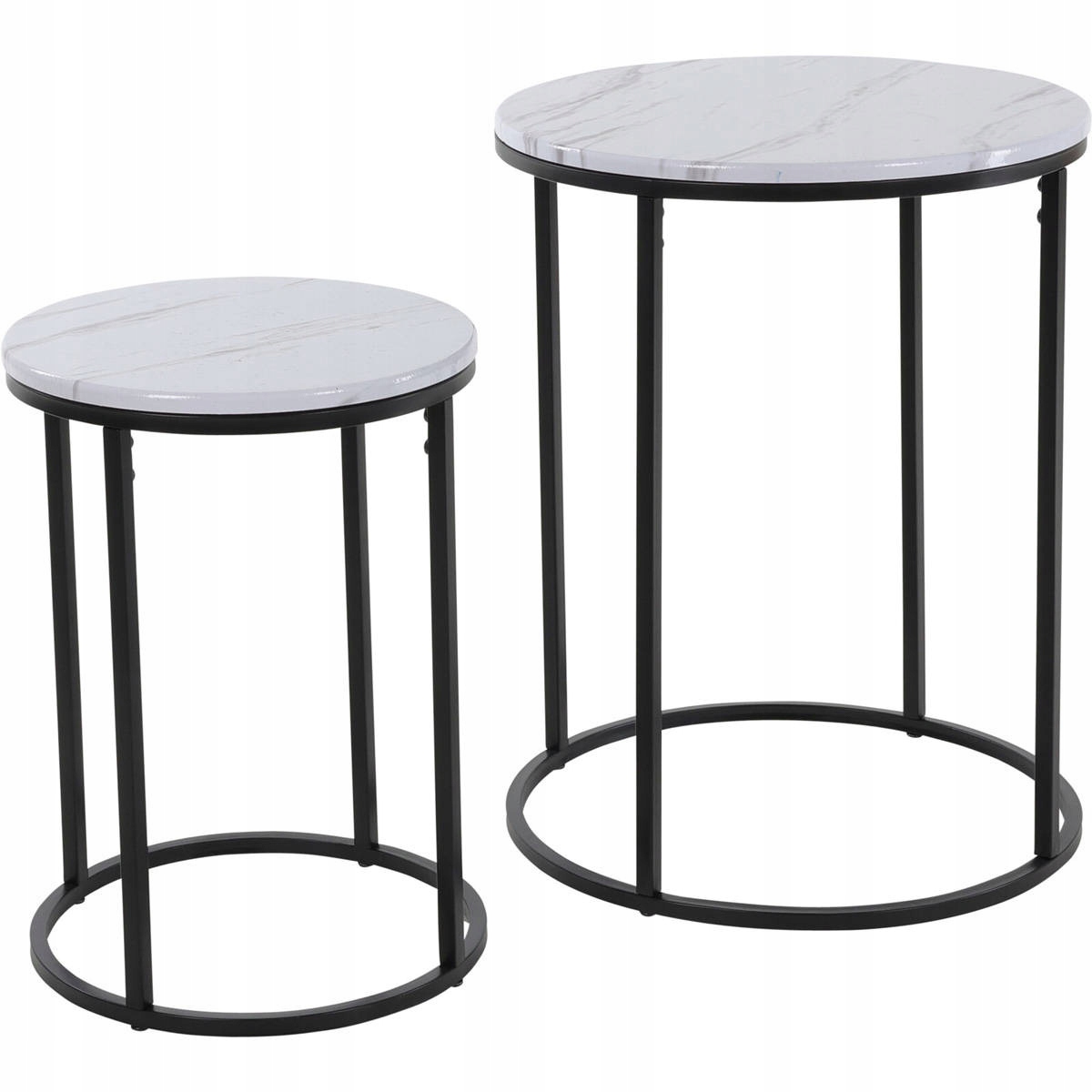 Sada Dvoch Kovových Konferenčných Stolíkov S Doskou Z Mdf, Priemer 40 CM, 30 CM