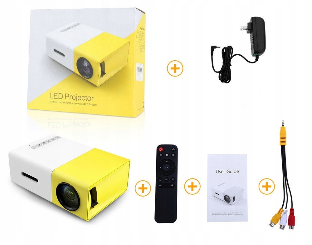 PRZENOŚNY RZUTNIK MINI PROJEKTOR LED FULL HD USB Rozdzielczość podstawowa (px) 800 x 480