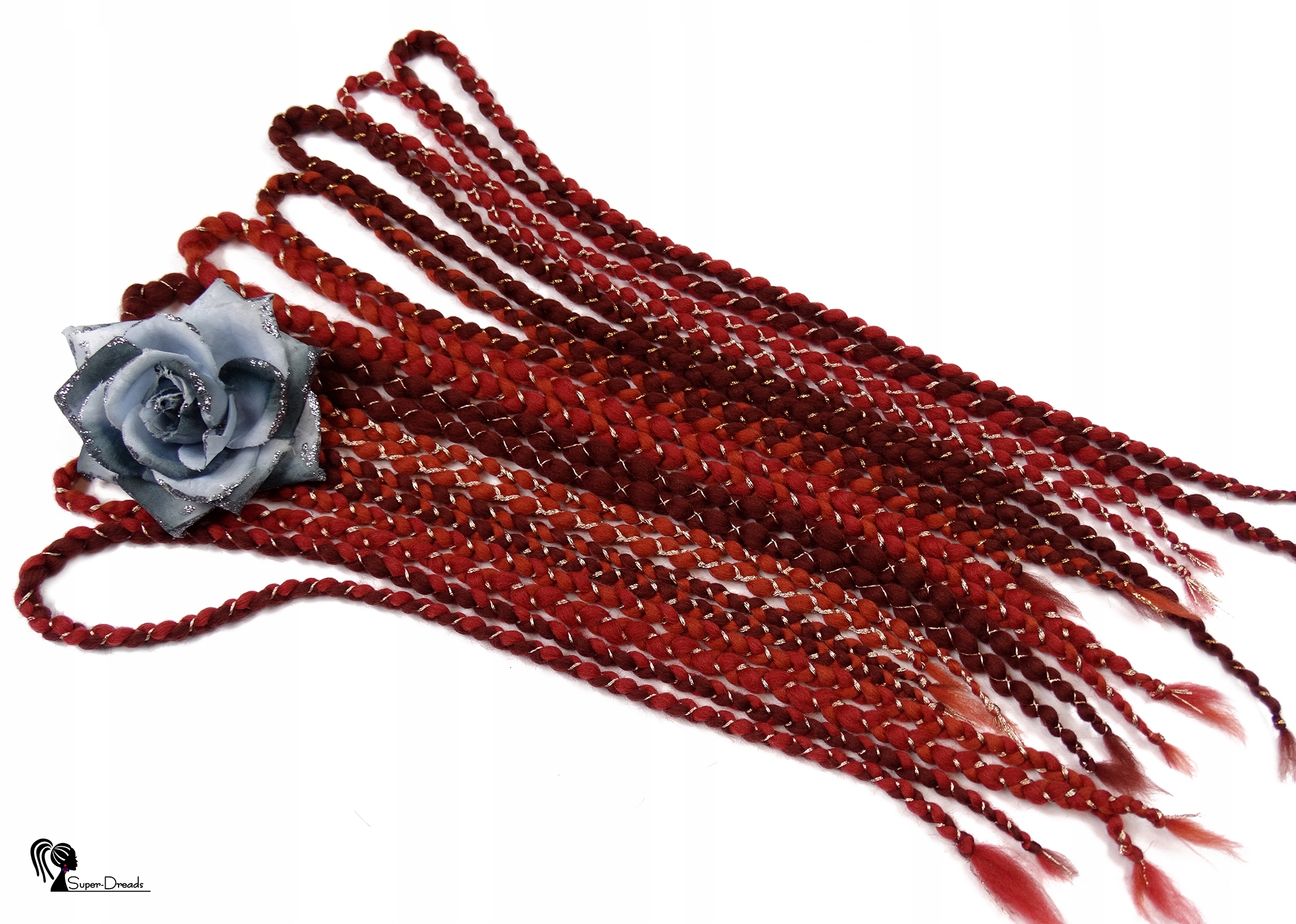 Vlněné copánky Opakovaně Použitelné Handmade, červené, Zlatá Symfonie, 40 kusů