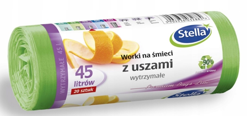 

Stella Worki na Śmieci 20szt. 45l Zielone z Uszami