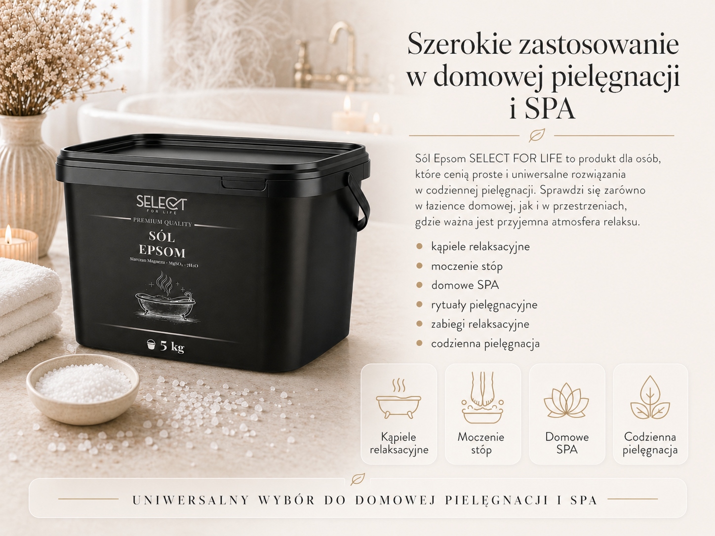 Epsom druska 5 kg – magnio sulfatas voniai ir SPA – ilgesniam naudojimui – papildoma nuotrauka