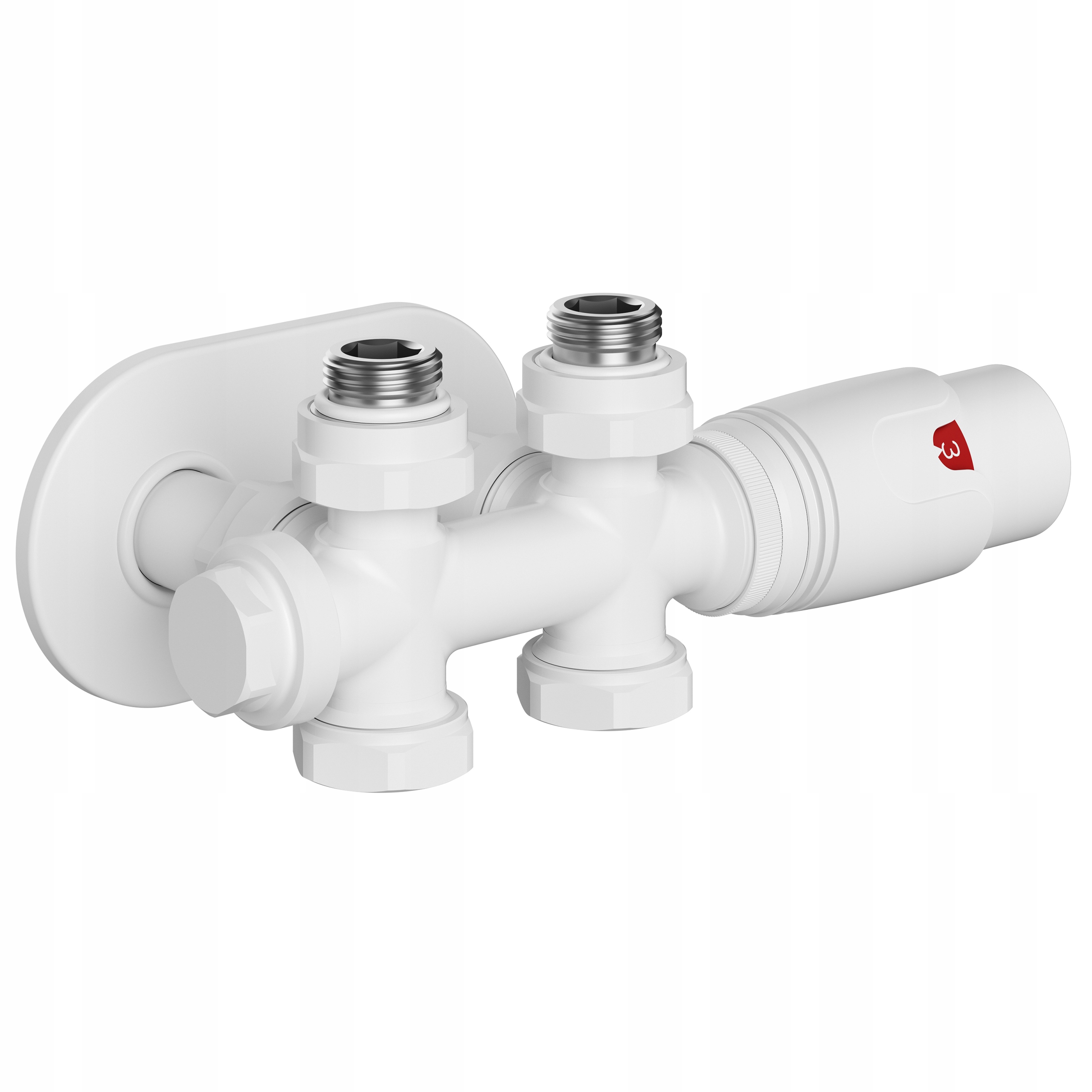 Termostatický Úhlový Radiátorový Ventil, Jednoduchý, Bílý, S Maskovací Sadou