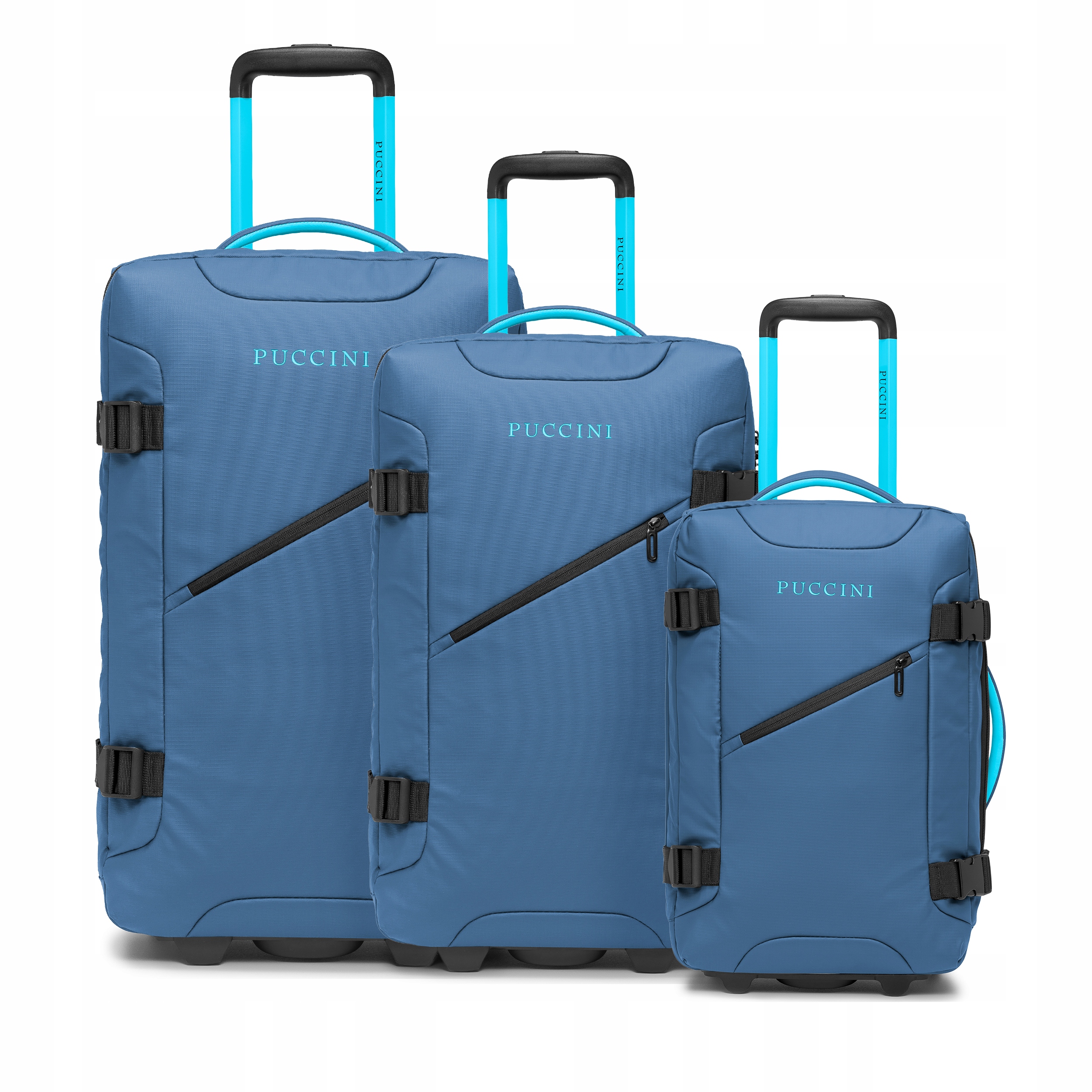 Puccini Zestaw Walizek Podróżnych Komplet Miękkie Na Kółkach 3w1 EM50249-7A