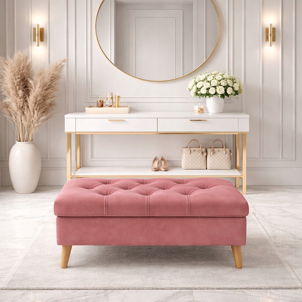 Čalúnená lavička Chesterfield, gombíky, úložný priestor, taburetka s úložným priestorom 60 cm