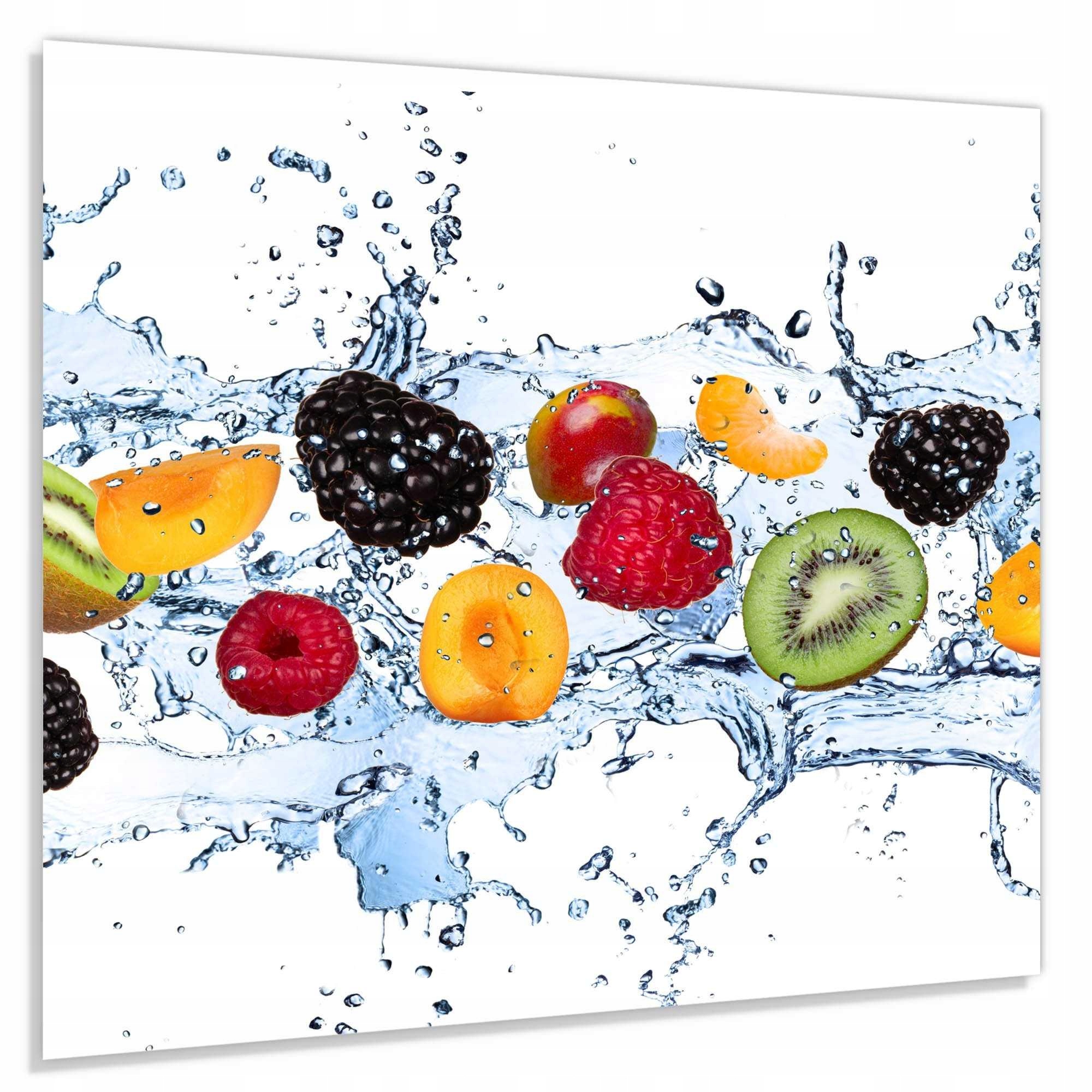 Panel szklany hartowany 65x60 Owoce i woda + KLEJ