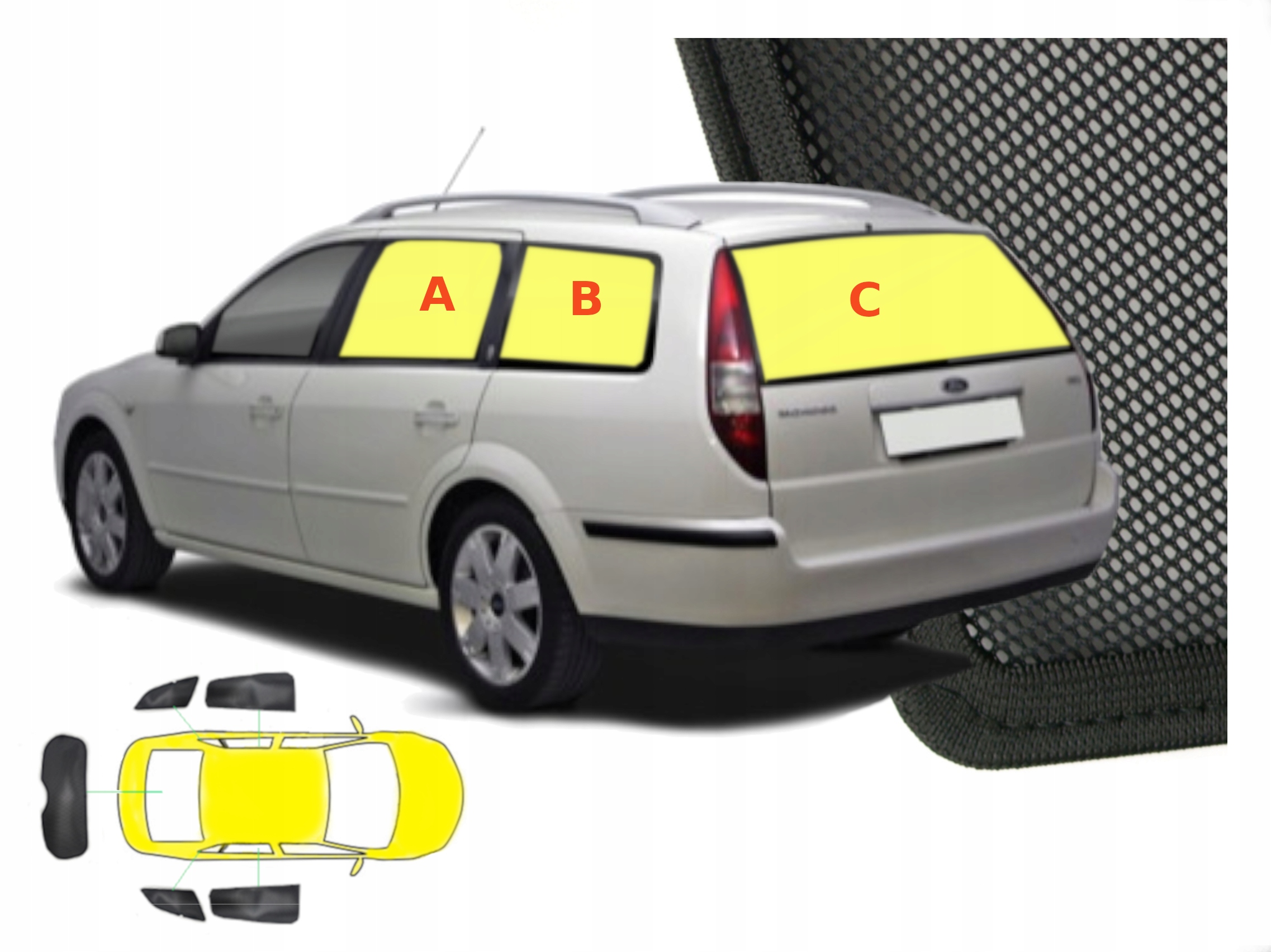 

Zasłonki dedykowane Mondeo mk3 kombi-5 szt.