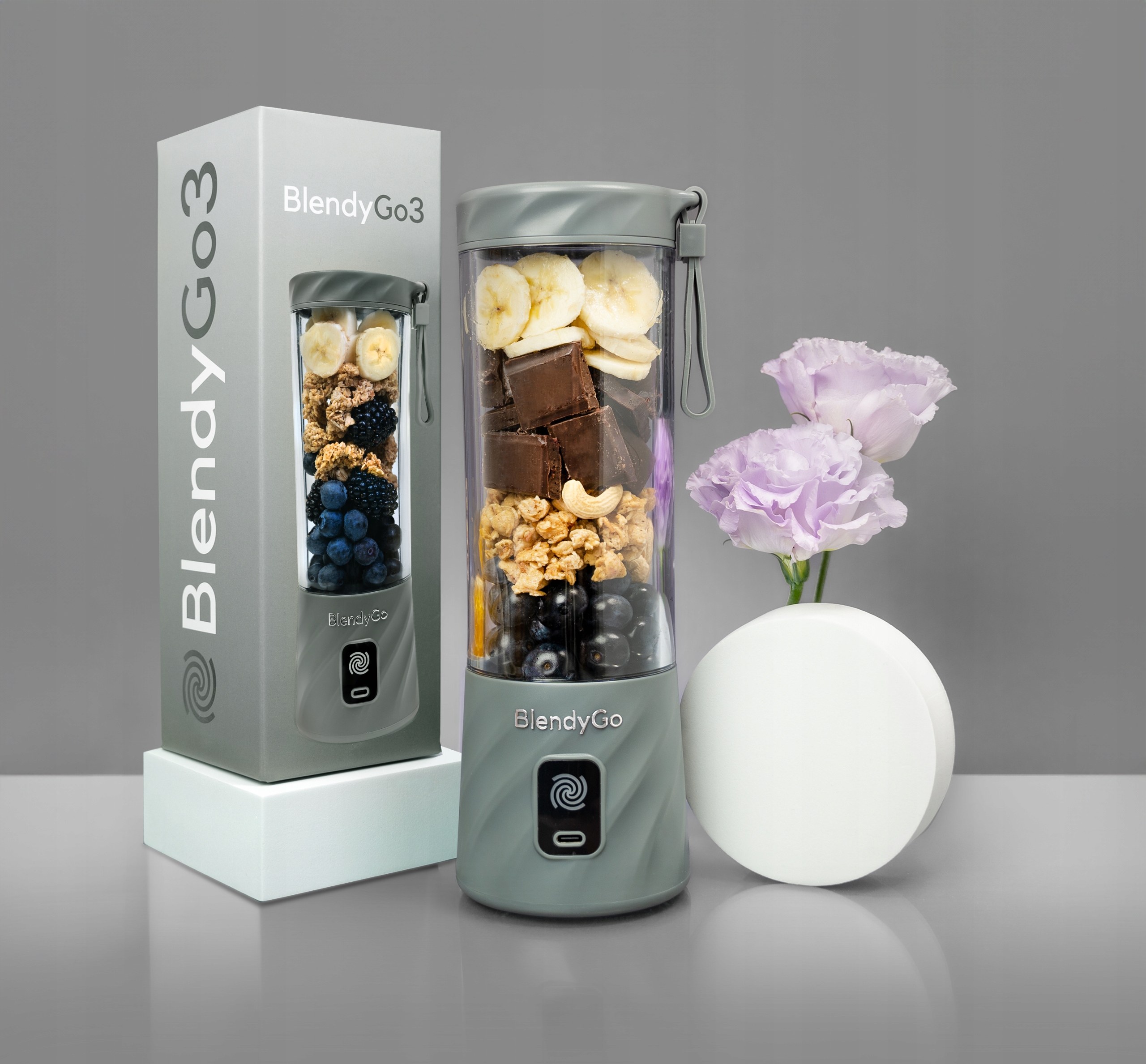 BLENDYGO 3 Przenośny Blender Smoothie USB 550ml BPA Free Szary — miniatura 16