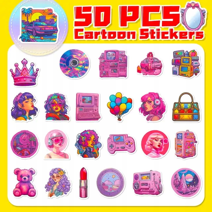 MIX KAWAI STYL KOREAŃSKI NAKLEJKI WODOODPORNE STICKERBOMB WLEPKI 50 szt Kod producenta 258