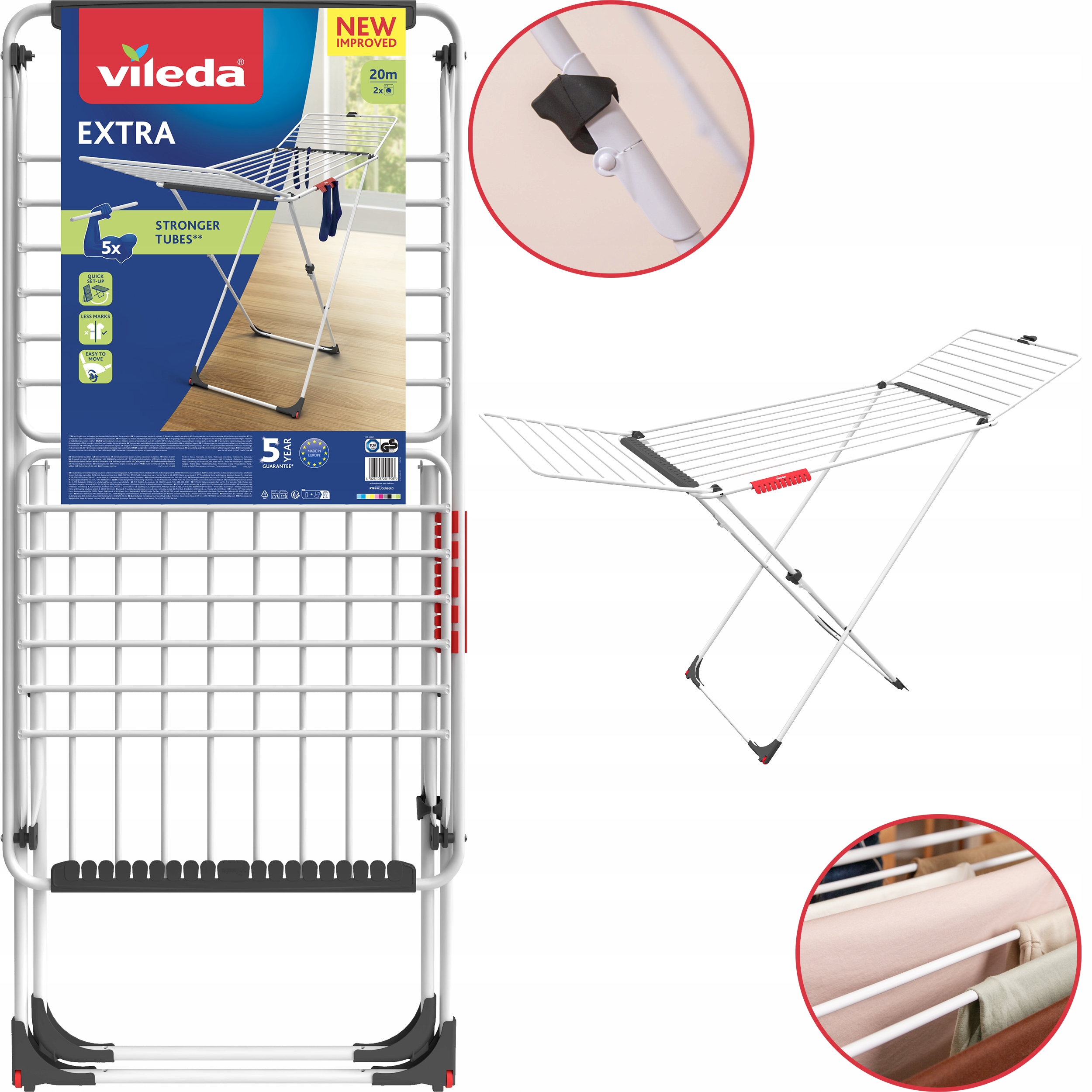 Suszarka Regulowana Na Pranie Vileda Nowe Linki XL 5x Wytrzymalsze Pręty