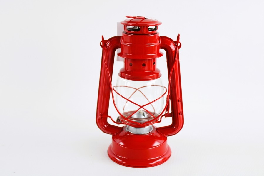 LAMPA NAFTOWA Z KNOTEM CZERWO 24cm. Marka inna