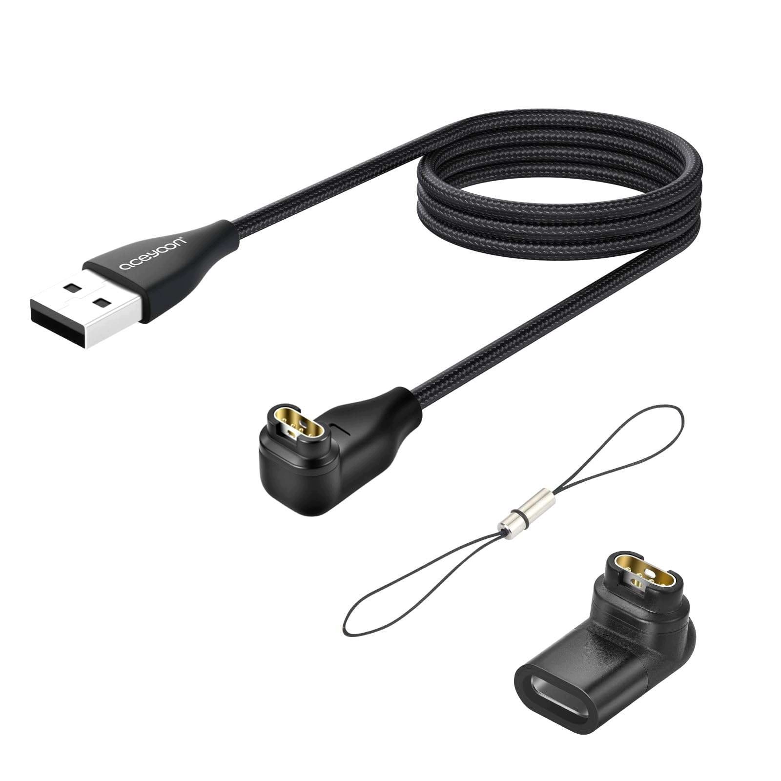 Kabel do ładowania Garmin Fenix kątowy z adapterem Usb-c przewód czarny 1m