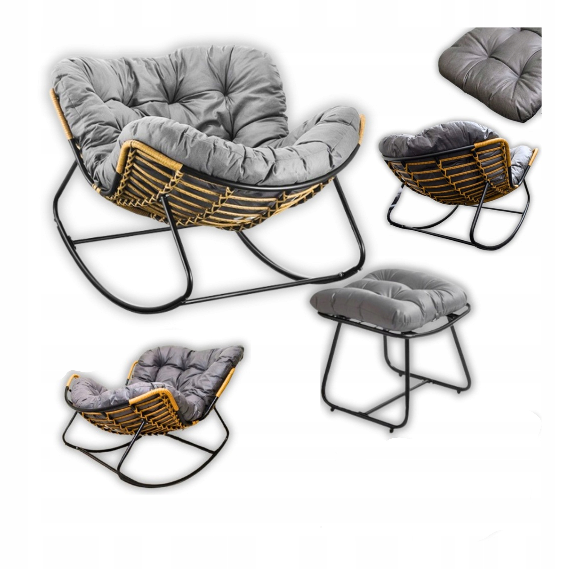 Houpací křeslo s podnožkou Komplet 2 prvků Pohodlný Polštář