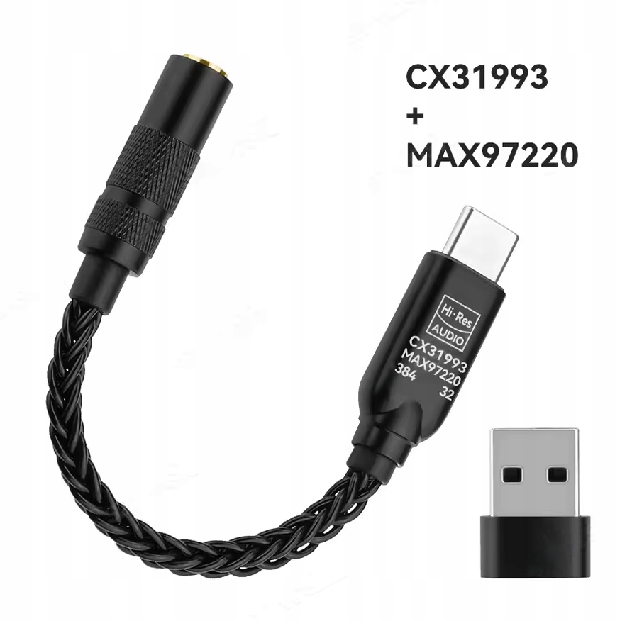 Audio Adapter Dac Usb-c 3,5 Mini Jack Usba CX31993 MAX97220 32 Bit 384KHZ