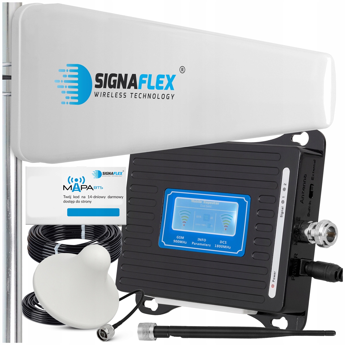 Sada Zosilňovač Gsm/dcs LCD3000 LS-GD22 T1 20dBi 10 m 1x Bat