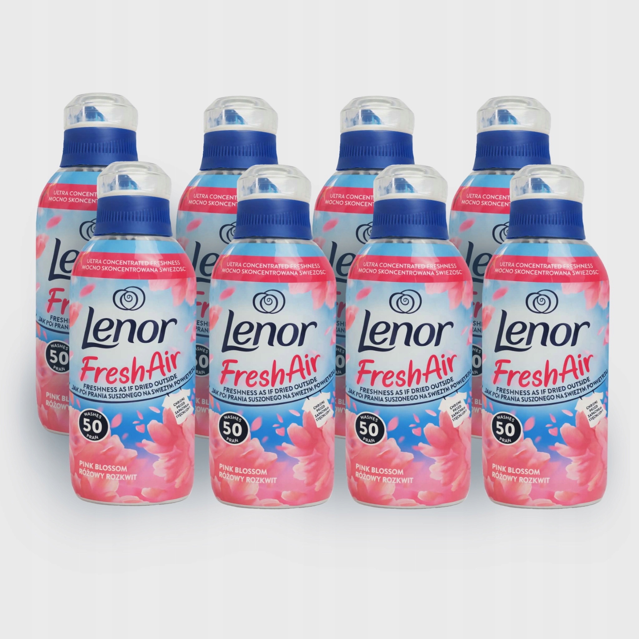 Zestaw Lenor Fresh Air Pink Blossom płyn do płukania 400 prań, 8x700ml