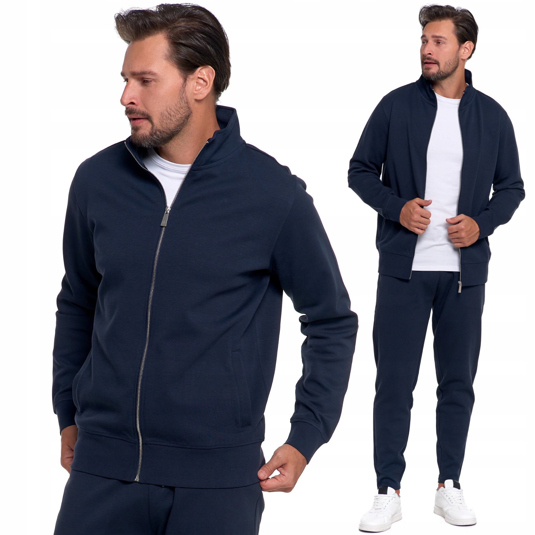 Pánská Mikina Se Stojáčkem Se Stojáčkem Na Zip Moraj, Tmavě Modrá, Velikost XL