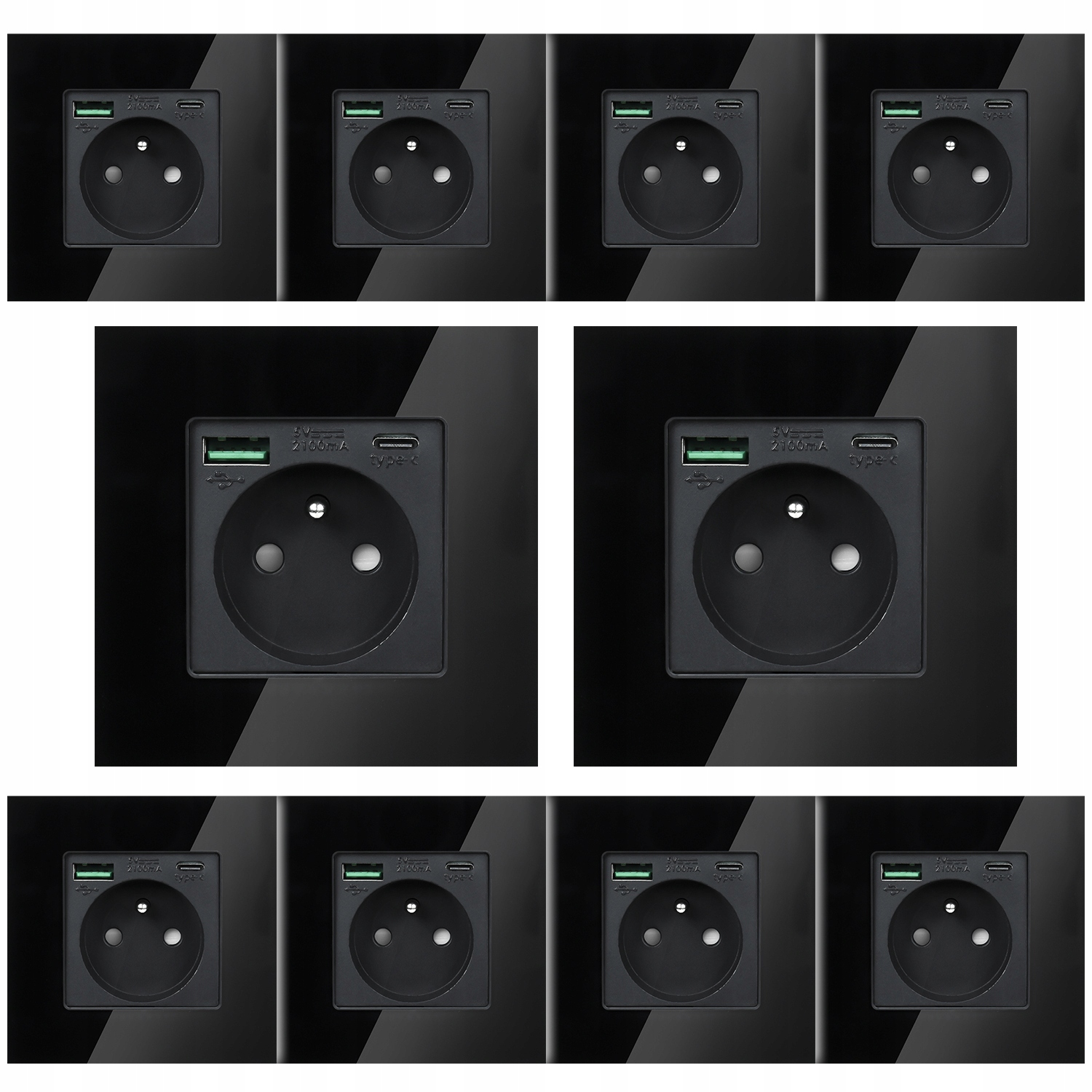 10 x Elektrická Zásuvka Nástěnný Kontakt S Vestavěnou Nabíječkou Usb Zásuvka