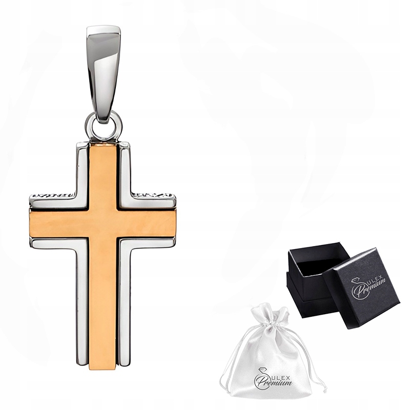 Křížek Stříbro ryzost 925 Minimalistický stříbrný Přívěsek Medailon Pozlacený