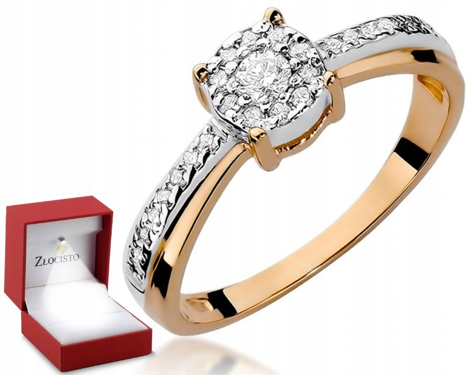 Różowe złoto pierścionek Brylanty 0,25 ct Grawer