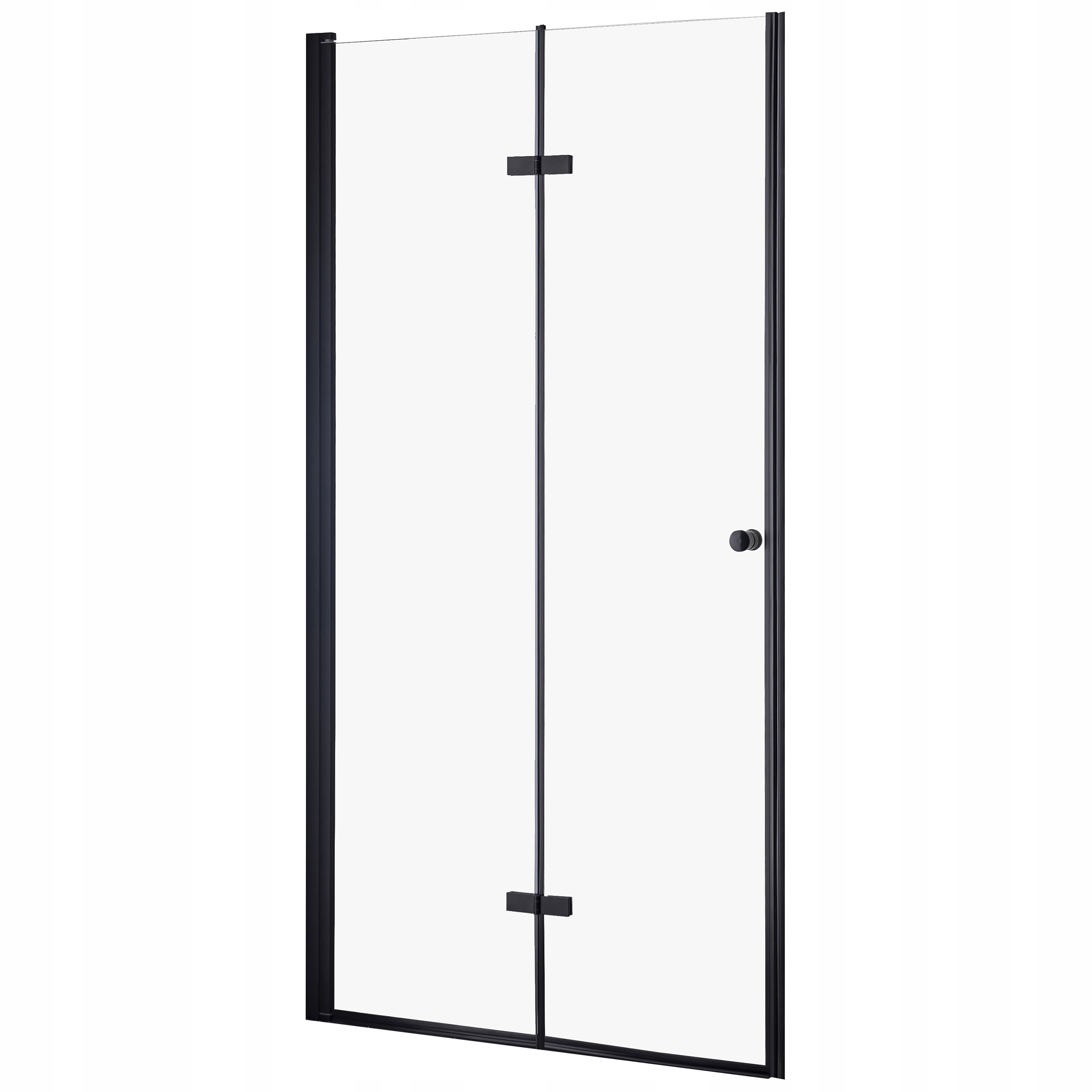 Drzwi Prysznicowe Wnękowe Składane 130CM Czarna Kabina Walk-in Ścianka