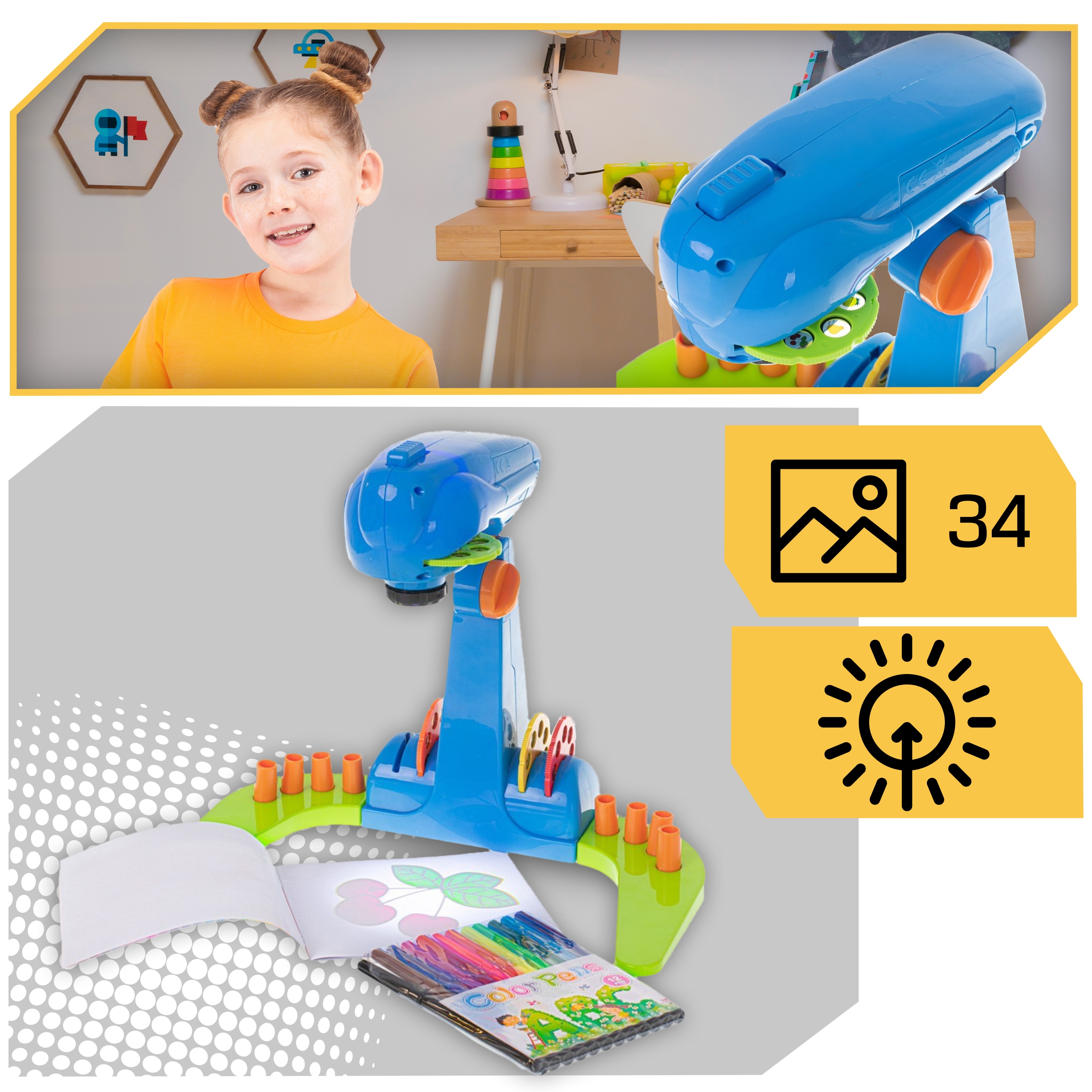 Projektor Rzutnik do Nauki Rysowania ze Slajdami Regulowany Podświetlany Kod producenta Projektor Rzutnik rysowanie malowanie